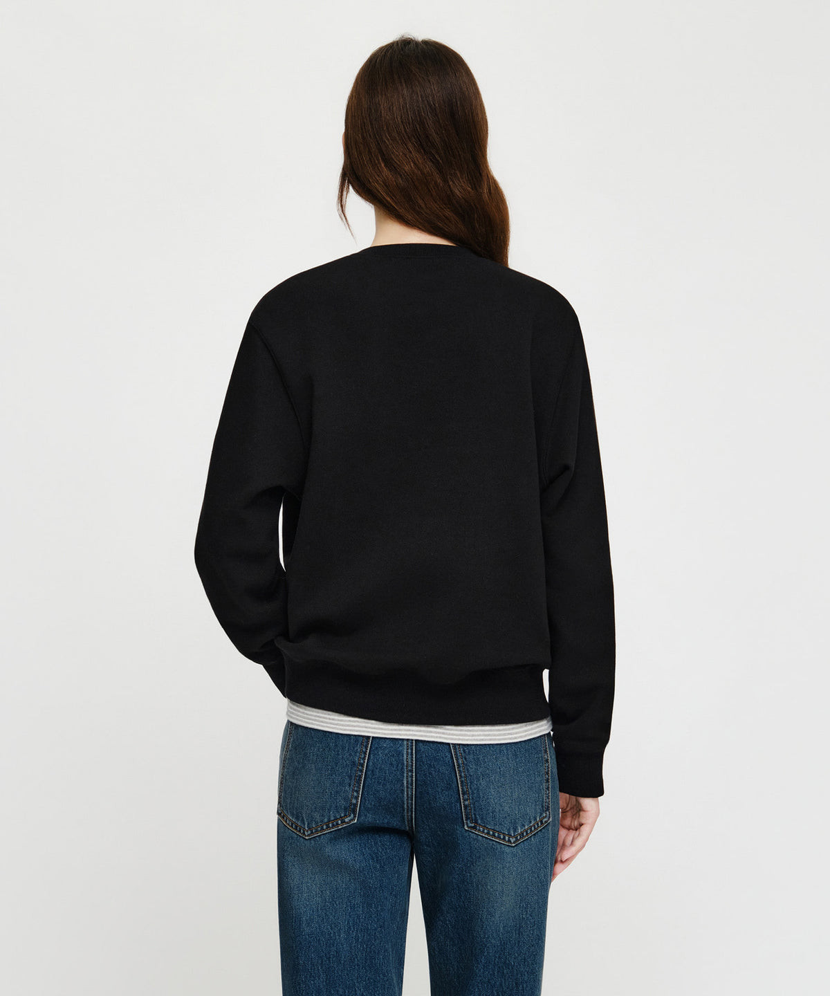 Marithe & Francois Girbaud - Small Classic Logo Oversized Sweatshirt (brushed) (Black) product image 3 | TRAB K-Fashion Australia