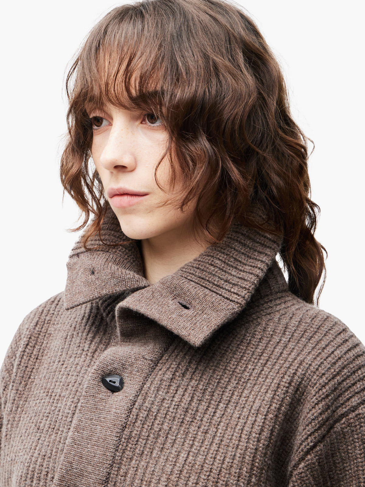 Jiyong Kim - Sun-Bleached Wide Collar Knit Cardigan (Brown) product image 7 | TRAB K-Fashion Australia