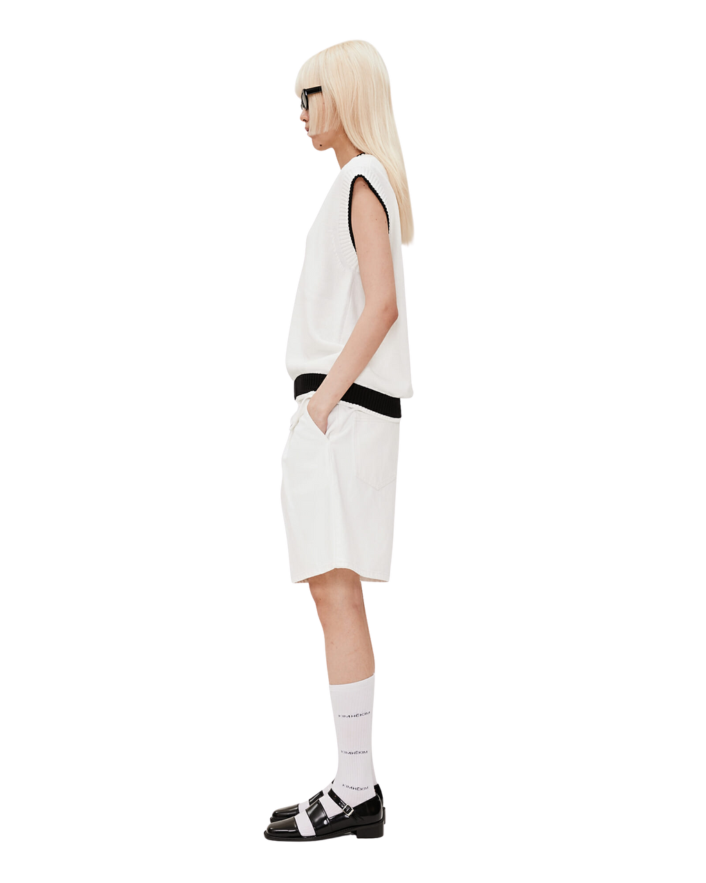 Kimhe Kim - Two Pockets Denim Shorts (White) product image 3 | TRAB K-Fashion Australia