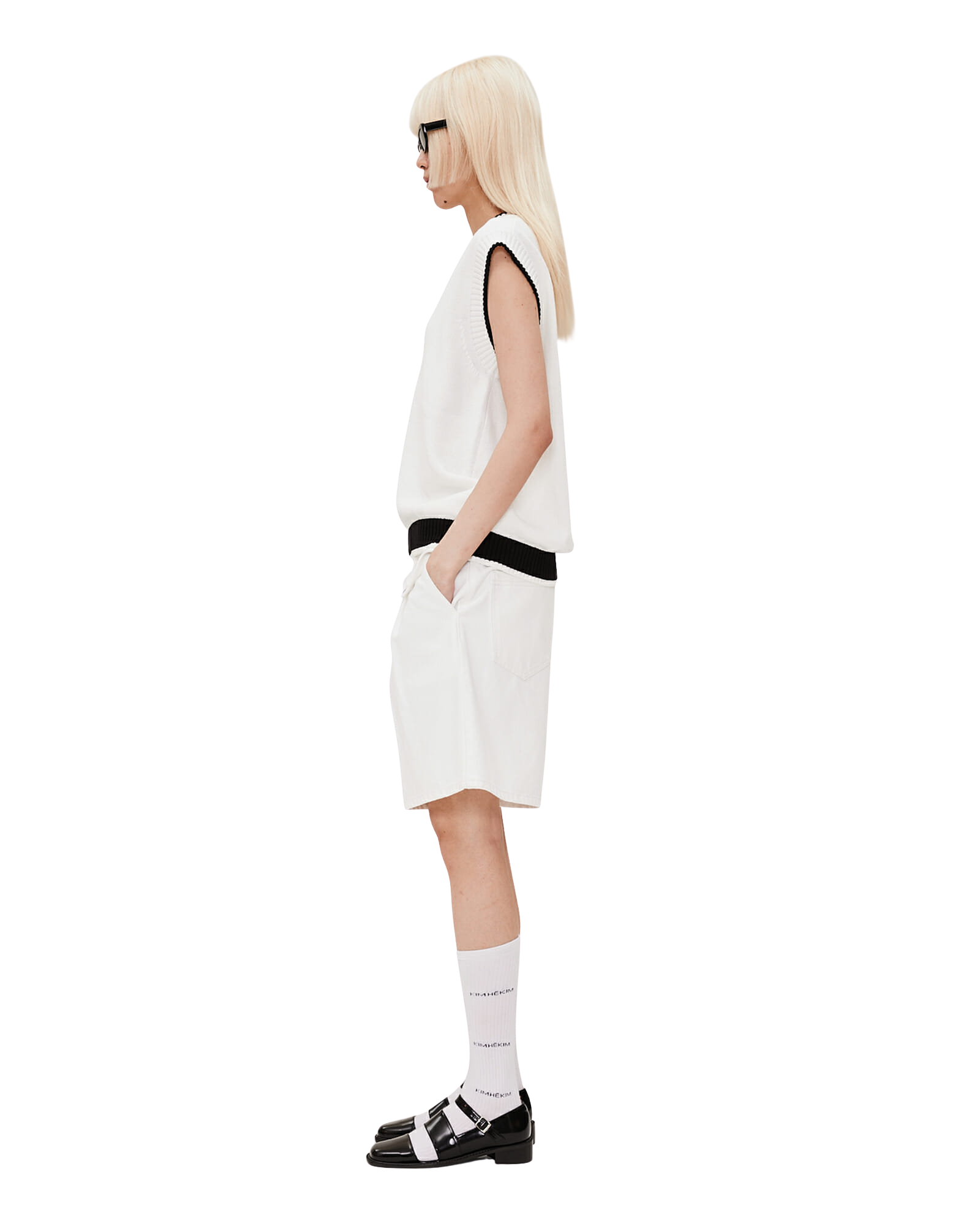 Kimhe Kim - Two Pockets Denim Shorts (White) product image 3 | TRAB K-Fashion Australia
