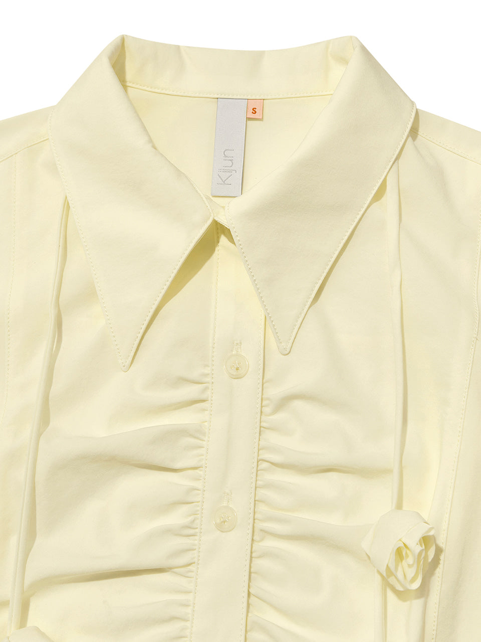 Kijun - Corsage Shirring Shirt (Butter) product image 10 | TRAB K-Fashion Australia