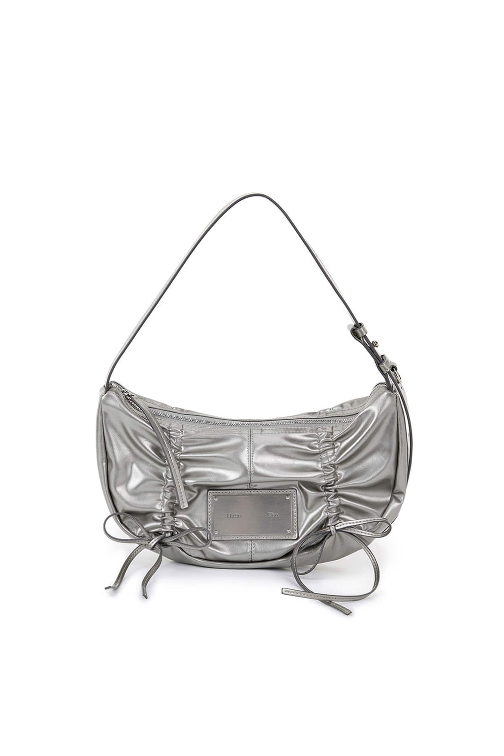 Matin Kim - Half Shirring Ribbon Round Bag (Dark Silver) product image 2 | TRAB K-Fashion Australia