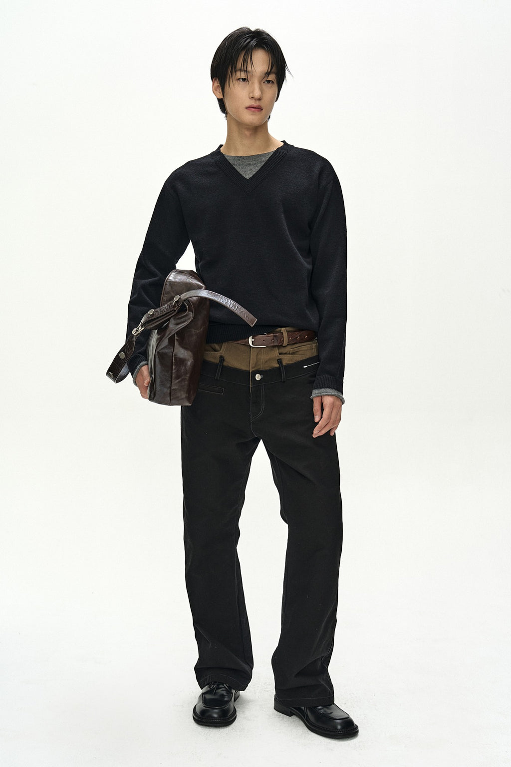 Andersson Bell - Double Waist Oxford Work Trousers (Black/Khaki) product image 1 | TRAB K-Fashion Australia