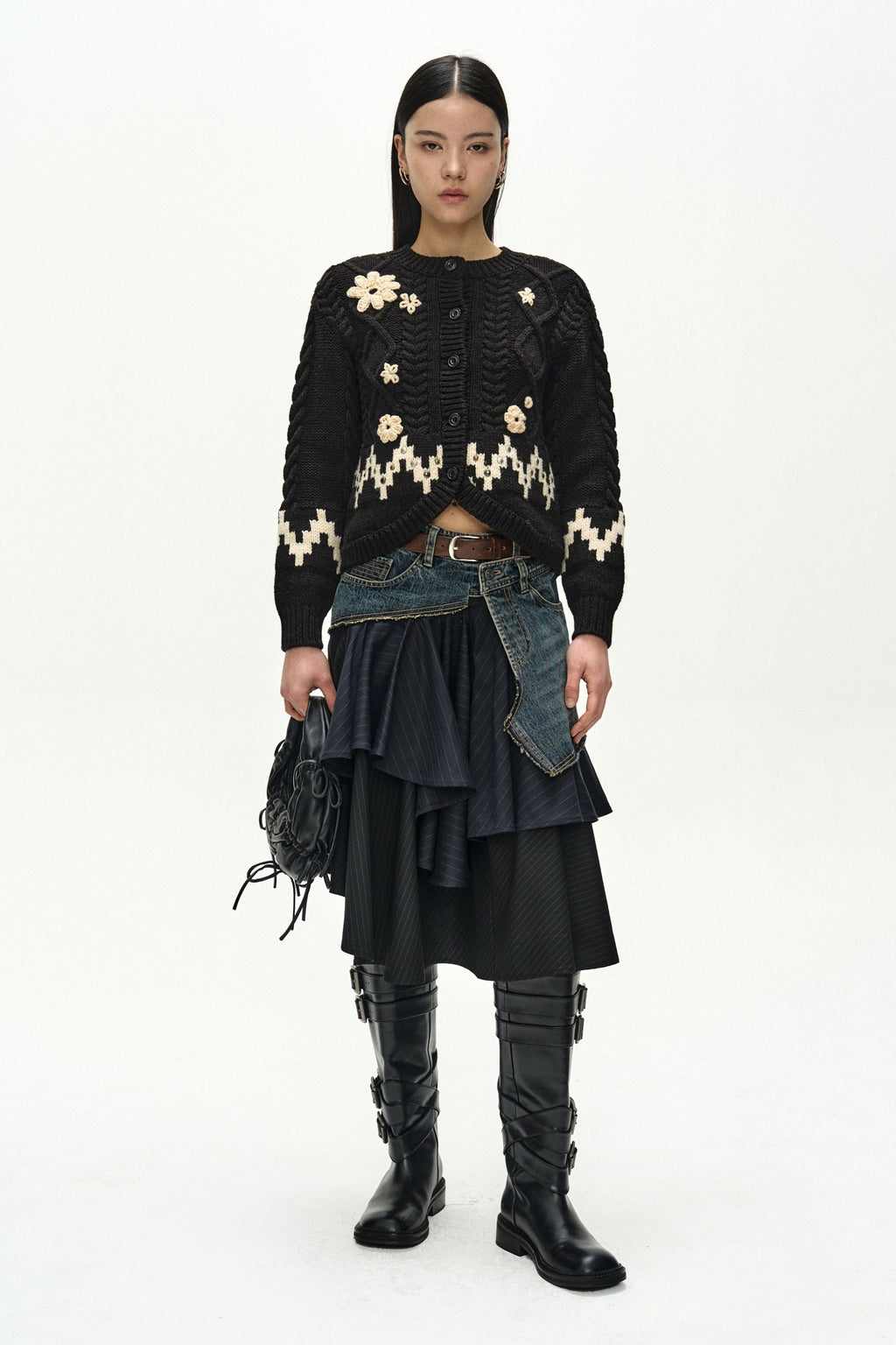Andersson Bell - Fiori Camelia Cardigan (Black) product image 1 | TRAB K-Fashion Australia