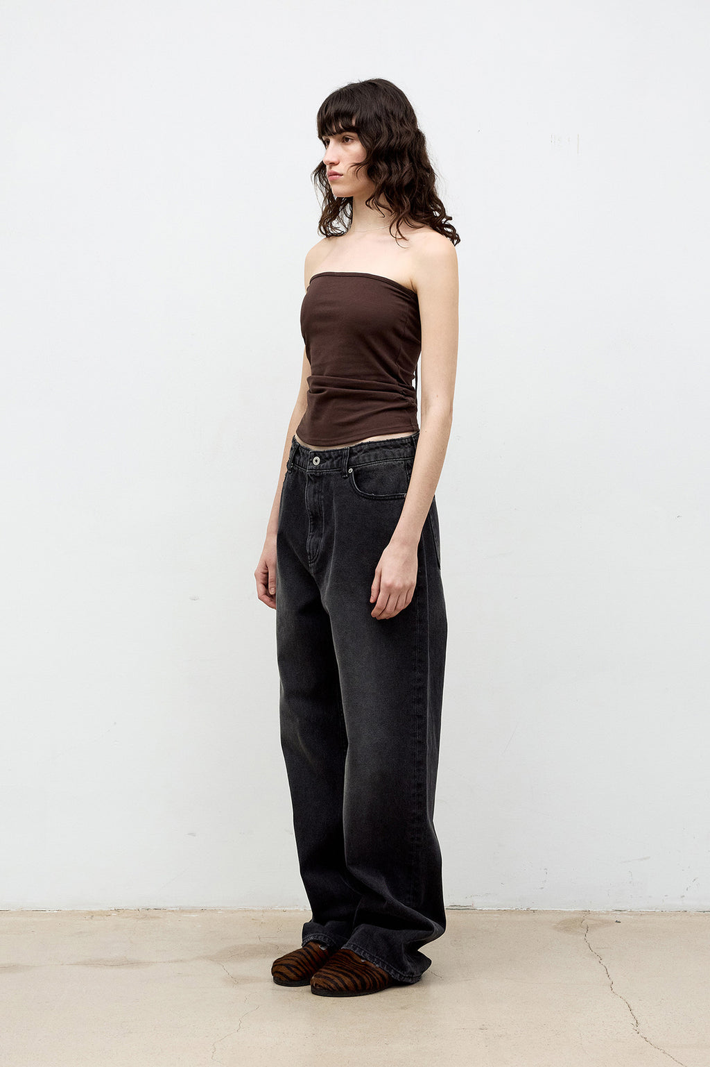 Coor - Back Strap Shirring Tube Top (Dark Brown) product image 3 | TRAB K-Fashion Australia