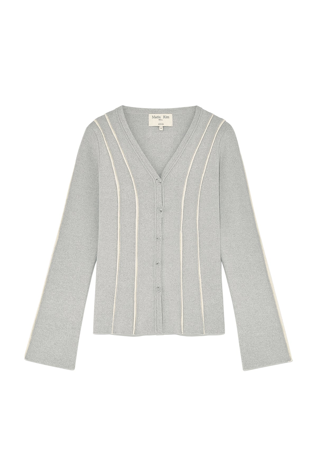 Matin Kim - Cut Line Slim Cardigan (Grey) product image 1 | TRAB K-Fashion Australia