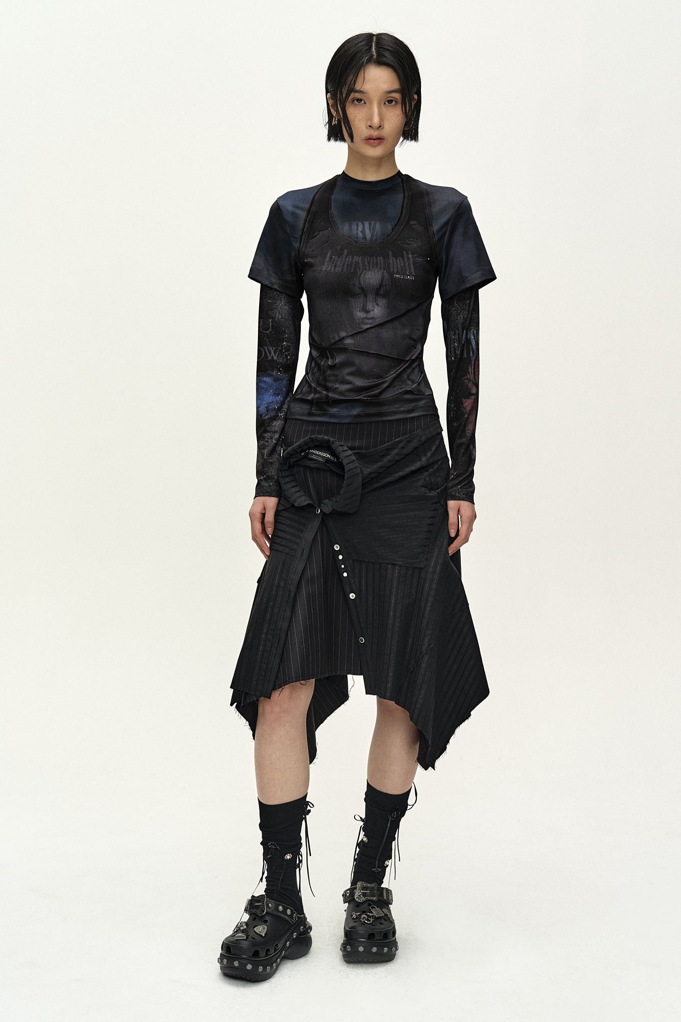 Andersson Bell - Rock Archive Layered T-Shirt (black) (Black) product image 2 | TRAB K-Fashion Australia