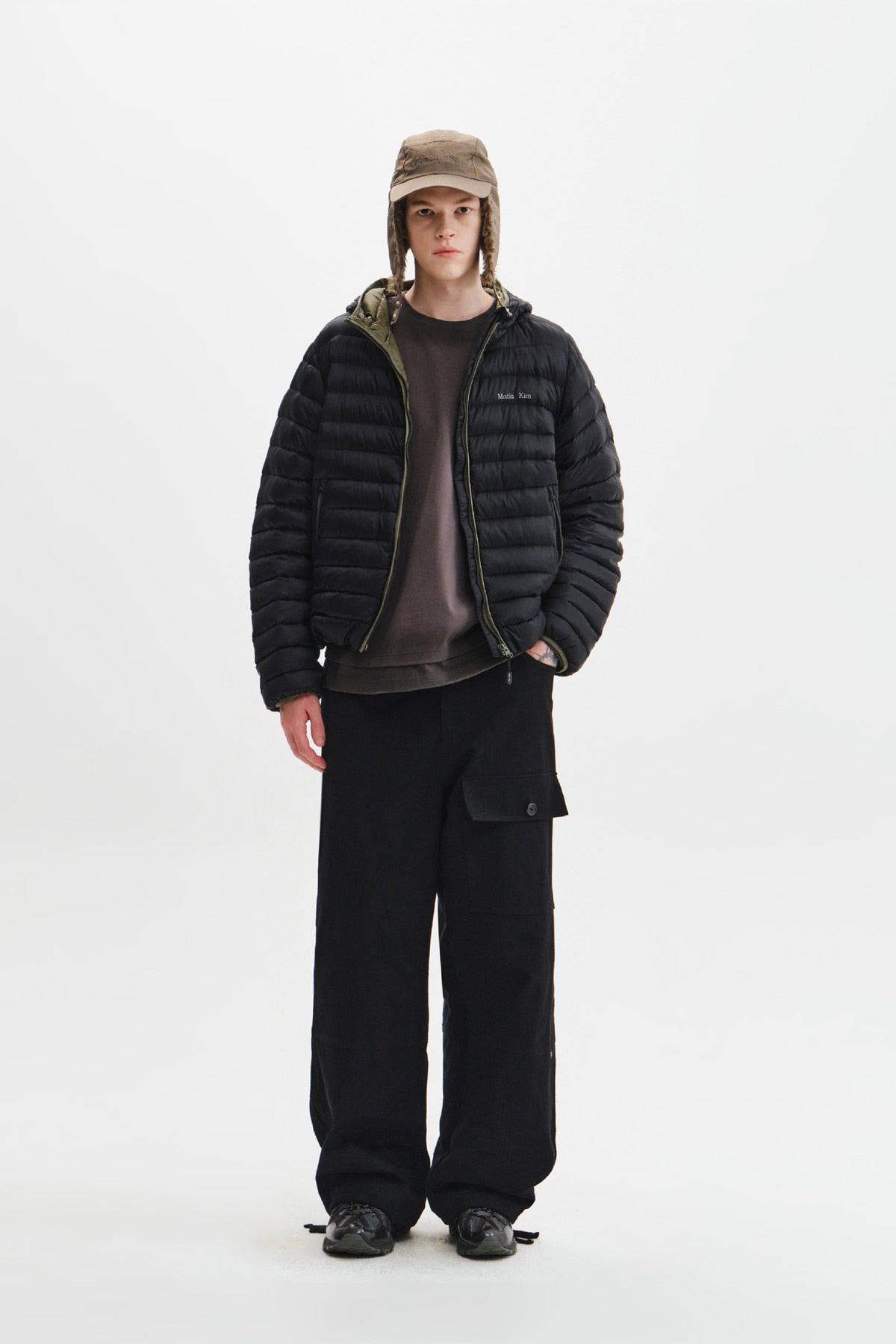 Matin Kim - Contrast Trim Light Down Hoody Jumper (Black) product image 11 | TRAB K-Fashion Australia