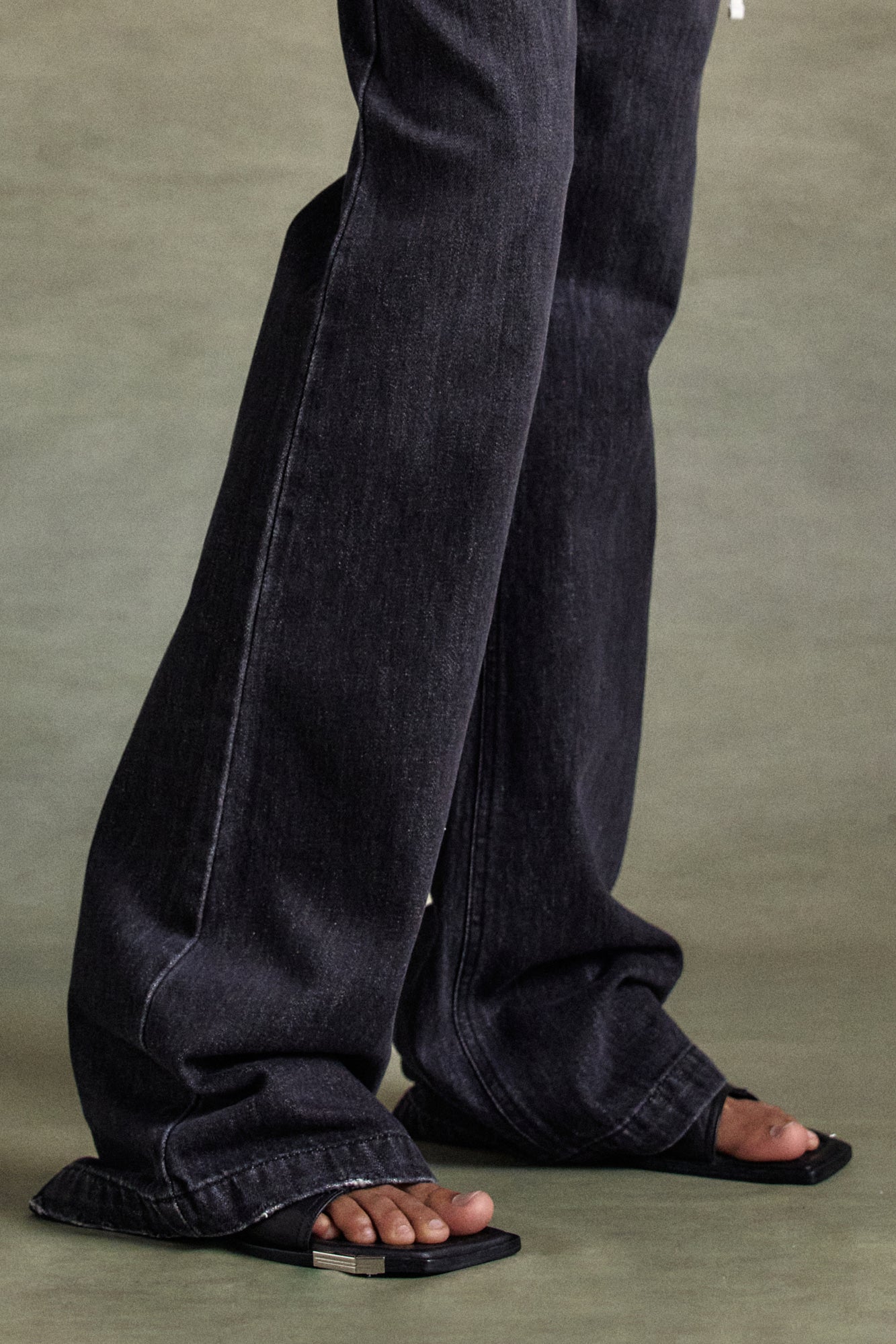 Andersson Bell - Flower Lace Attached Bootcut Jeans (Washed Black) product image 5 | TRAB K-Fashion Australia