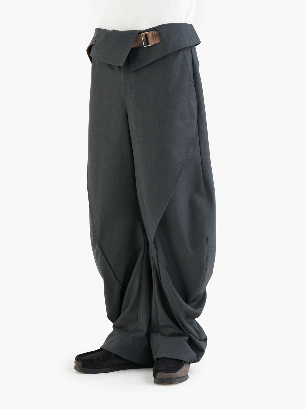 Jiyong Kim - Sun-Bleached Curved Trousers (Dark Grey) product image 8 | TRAB K-Fashion Australia