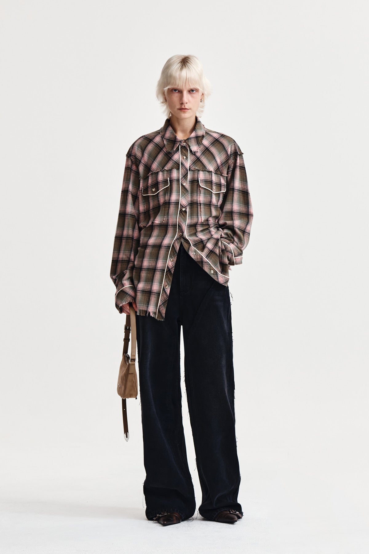 Matin Kim - Check Flannel Pocket Shirt (Pink) product image 8 | TRAB K-Fashion Australia