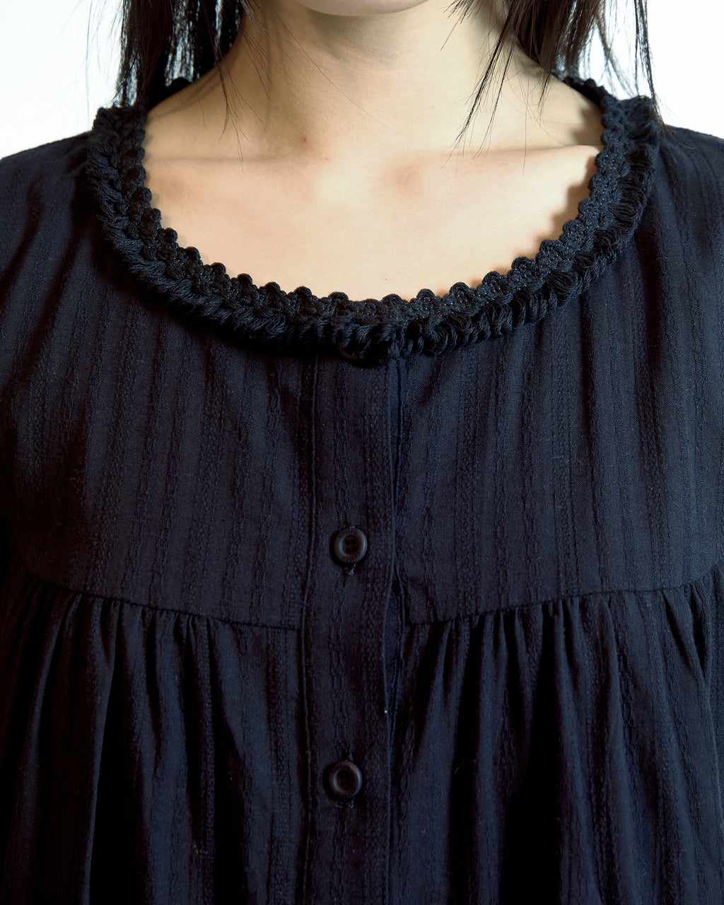 Coyseio - Fringe Shirring Blouse (Black) product image 2 | TRAB K-Fashion Australia