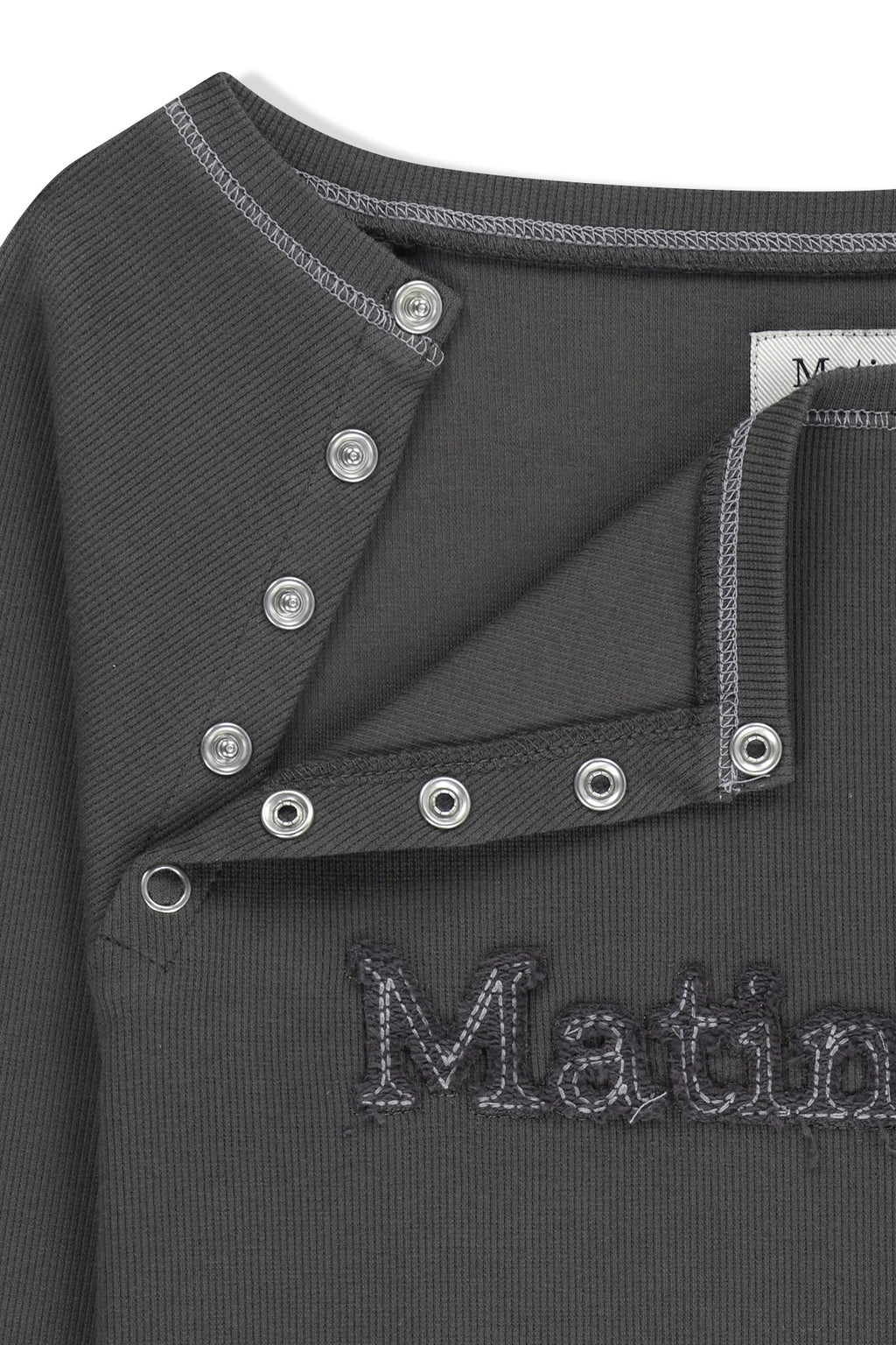 Matin Kim - Logo Applique Button Detail Raglan Top (Charcoal) product image 5 | TRAB K-Fashion Australia