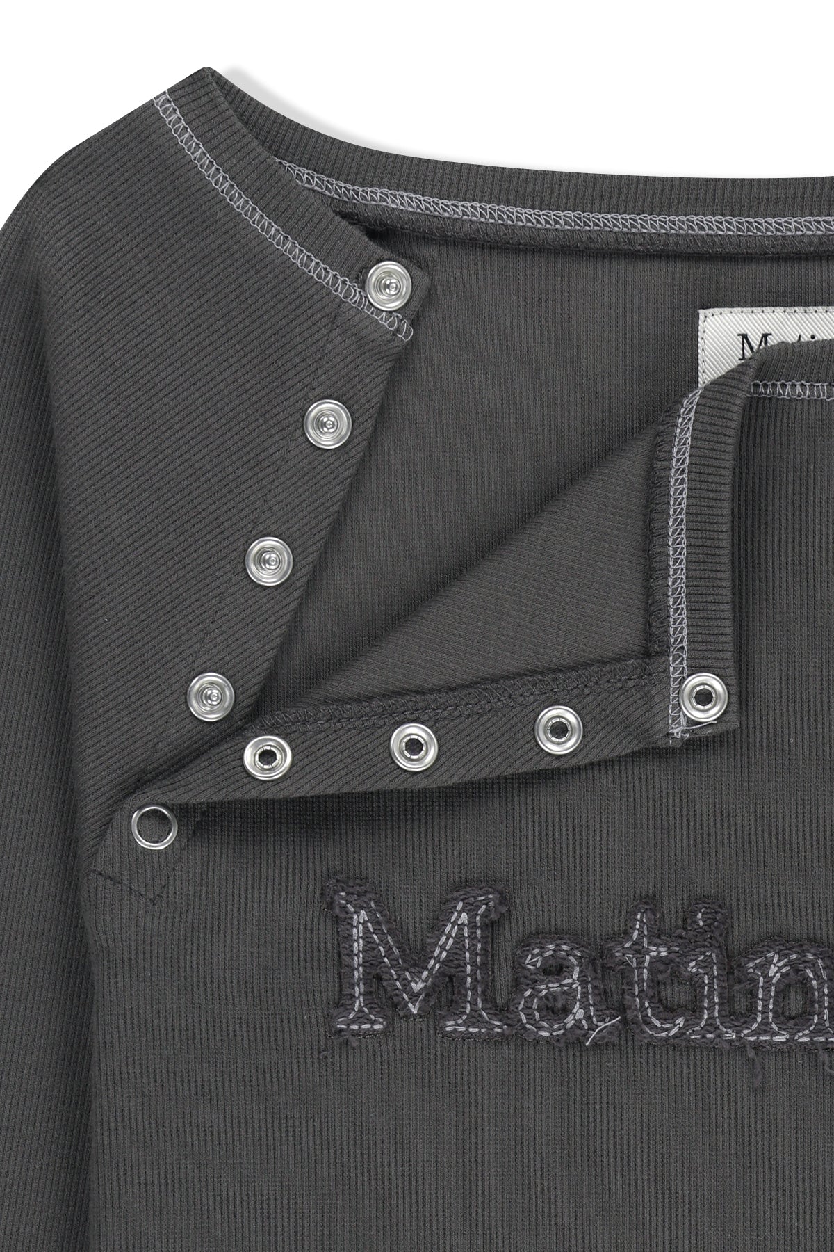 Matin Kim - Logo Applique Button Detail Raglan Top (Charcoal) product image 5 | TRAB K-Fashion Australia
