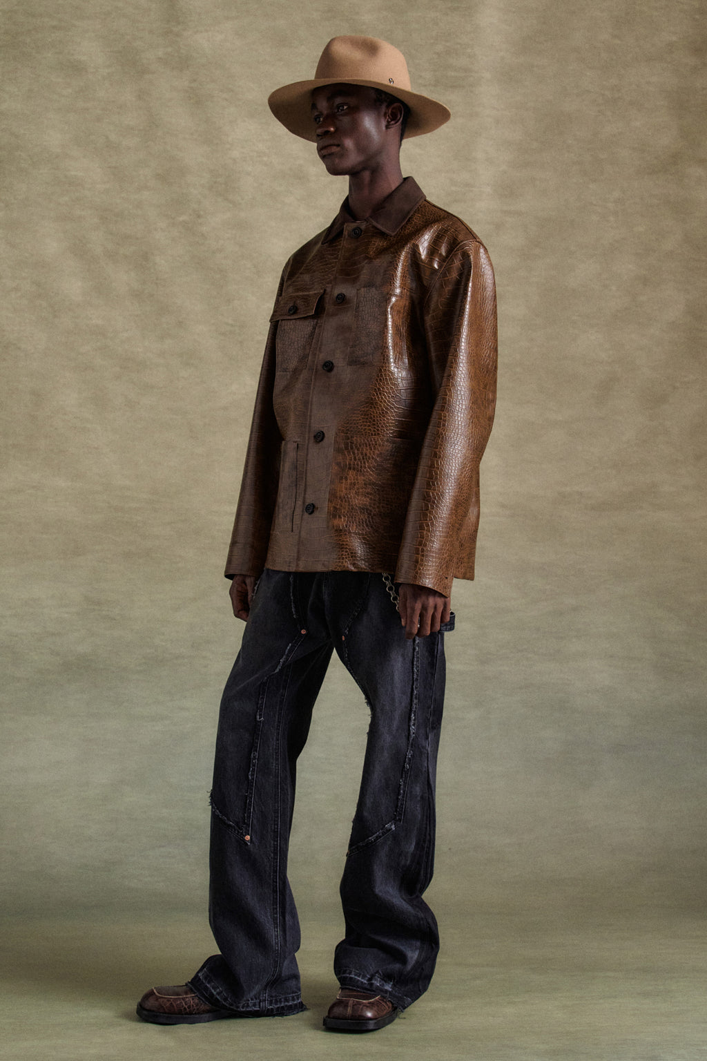 Andersson Bell - Faux Leather Work Jacket (Brown) product image 3 | TRAB K-Fashion Australia