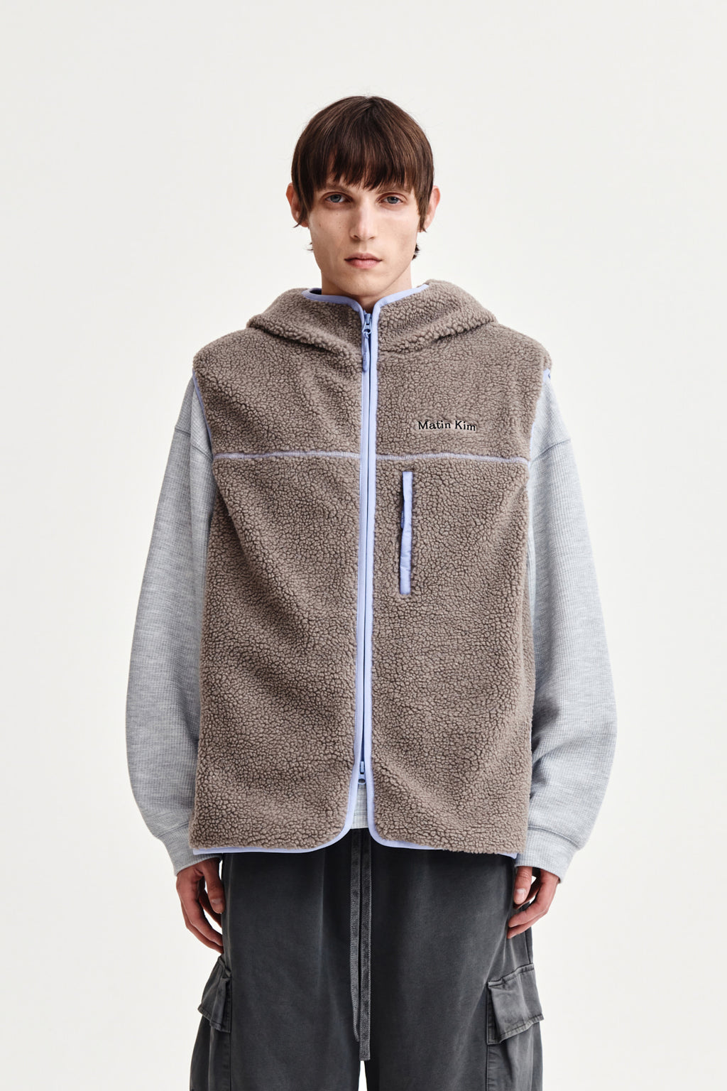 Matin Kim - Fleece Hoody Vest (Grey) product image 10 | TRAB K-Fashion Australia