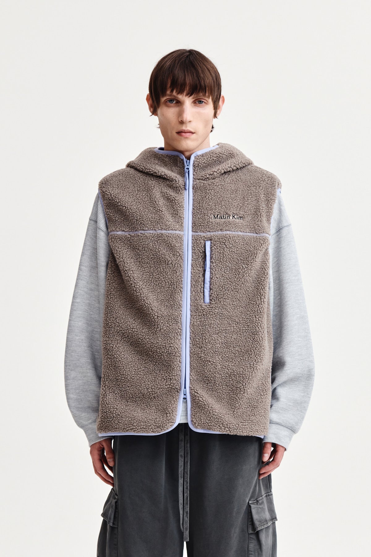 Matin Kim - Fleece Hoody Vest (Grey) product image 10 | TRAB K-Fashion Australia