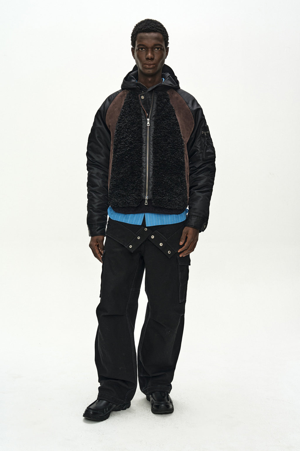 Andersson Bell - Fur Nylon Raglan Bomber Jacket (black) (Black) product image 10 | TRAB K-Fashion Australia