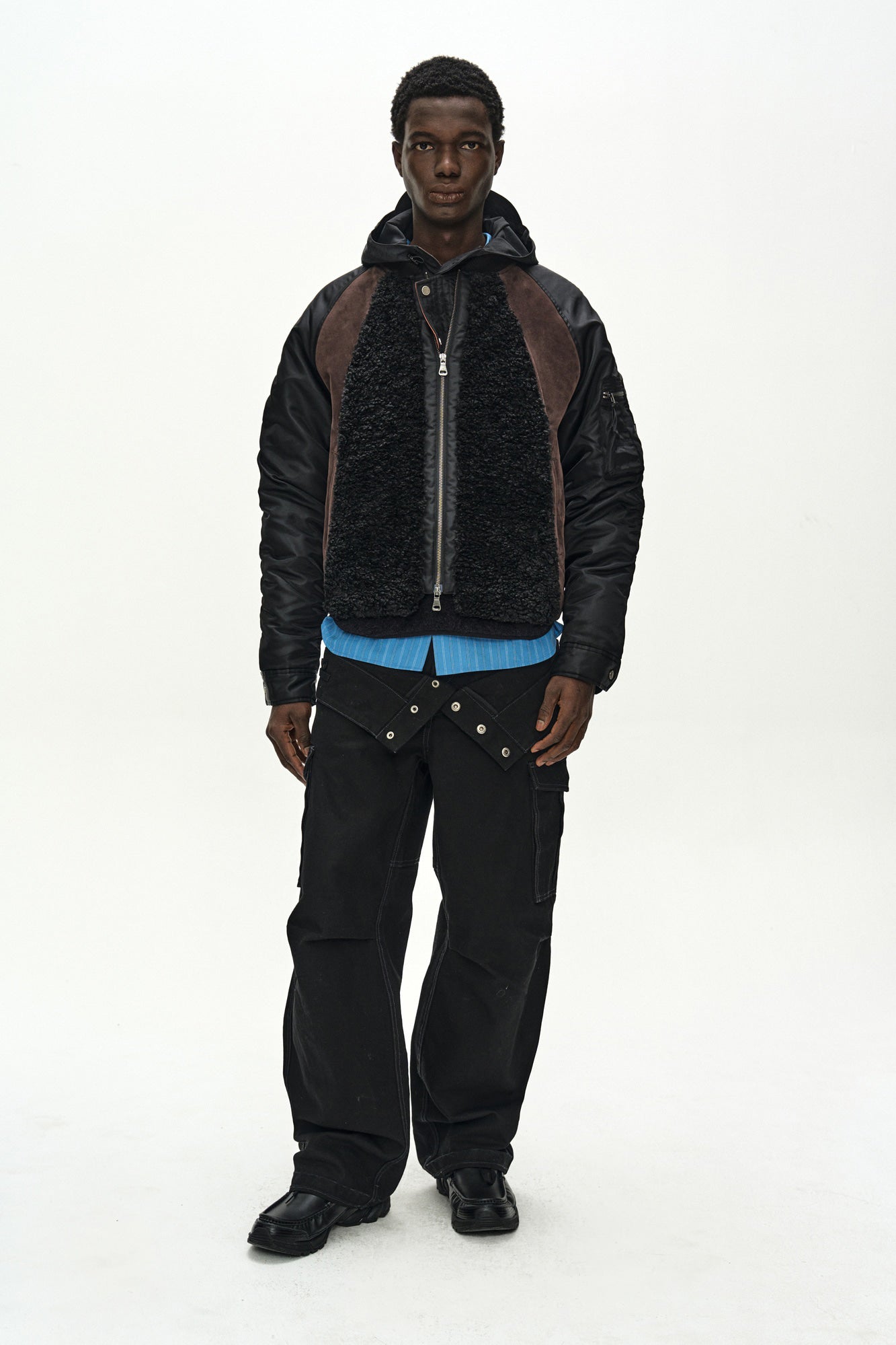 Andersson Bell - Fur Nylon Raglan Bomber Jacket (black) (Black) product image 10 | TRAB K-Fashion Australia