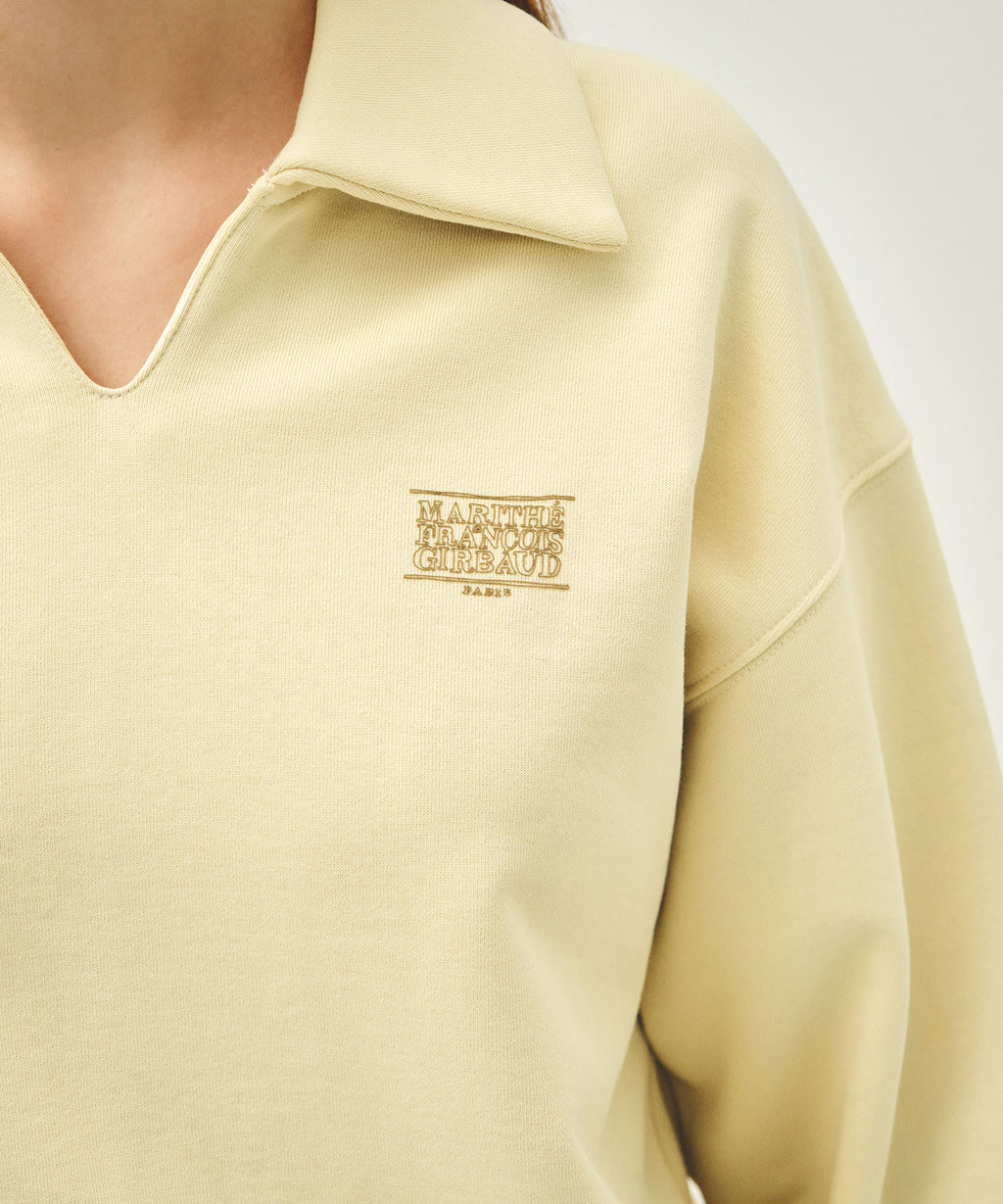 Marithe & Francois Girbaud - Doodle Classic Logo Collar Sweatshirt (Butter) product image 3 | TRAB K-Fashion Australia