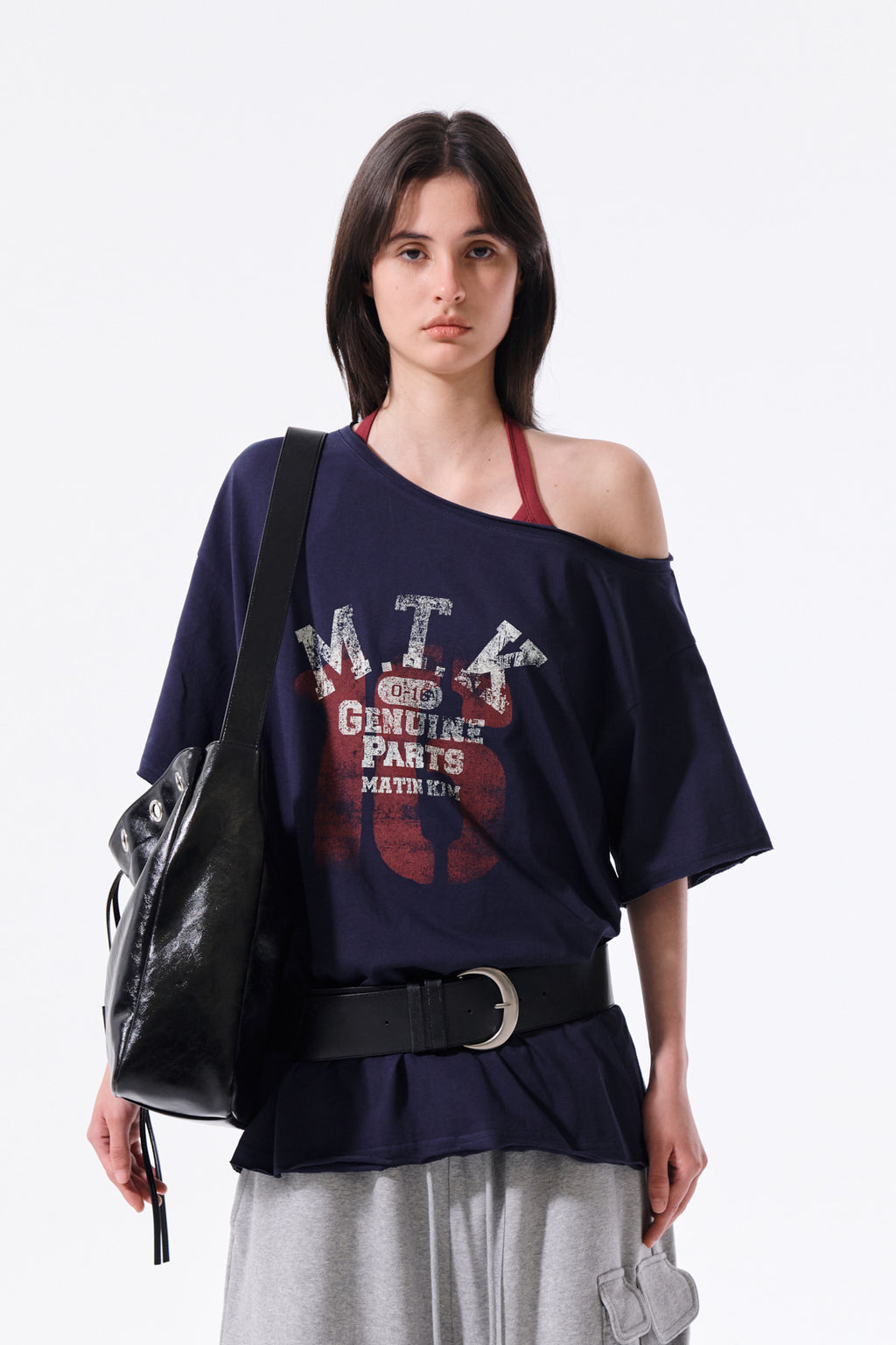 Matin Kim - Mtk 16 Graffiti Logo Asymmetric Top (Navy) product image 13 | TRAB K-Fashion Australia