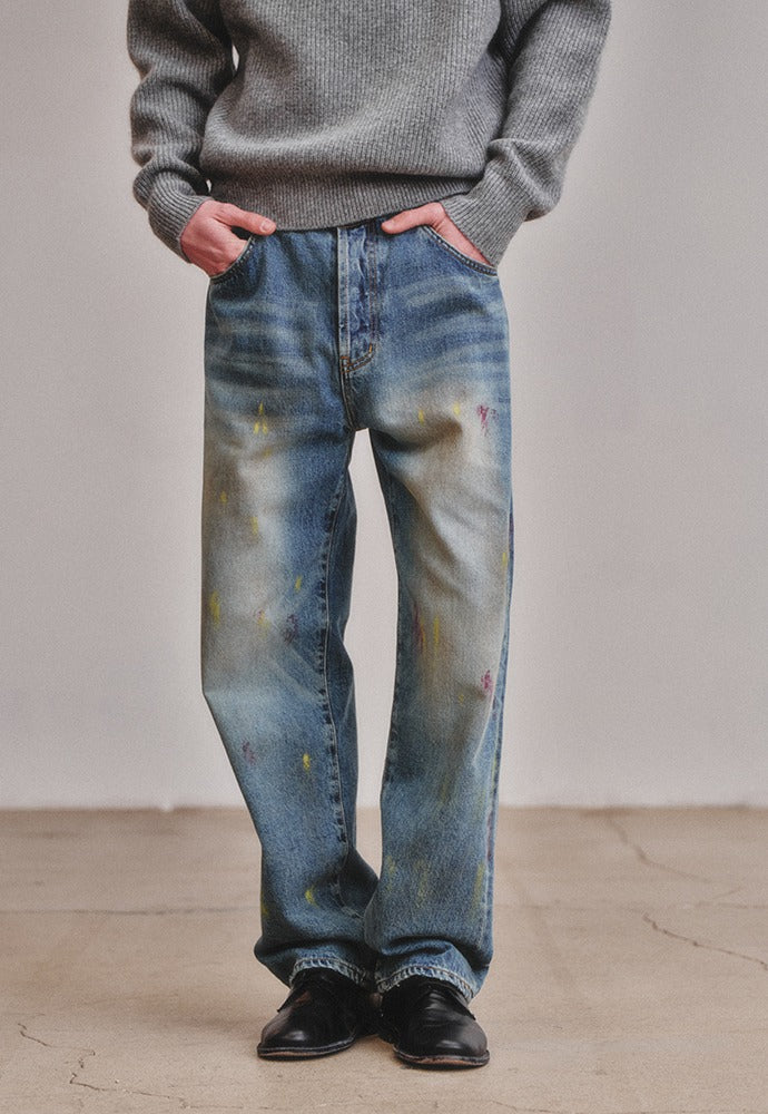 Art if acts - Painted Regular 5P Denim Pants (Used Indigo) product image 1 | TRAB K-Fashion Australia