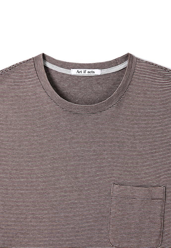 Art if acts - Washed Stripe Pocket S/S Tee (Brown/Grey) product image 10 | TRAB K-Fashion Australia