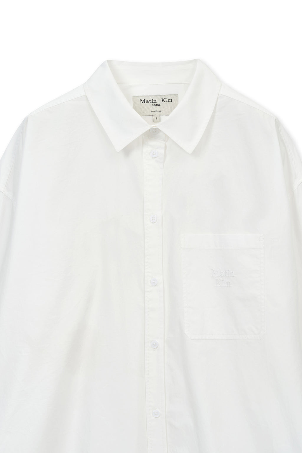 Matin Kim - Embroidery Small Logo Shirt (White) product image 3 | TRAB K-Fashion Australia