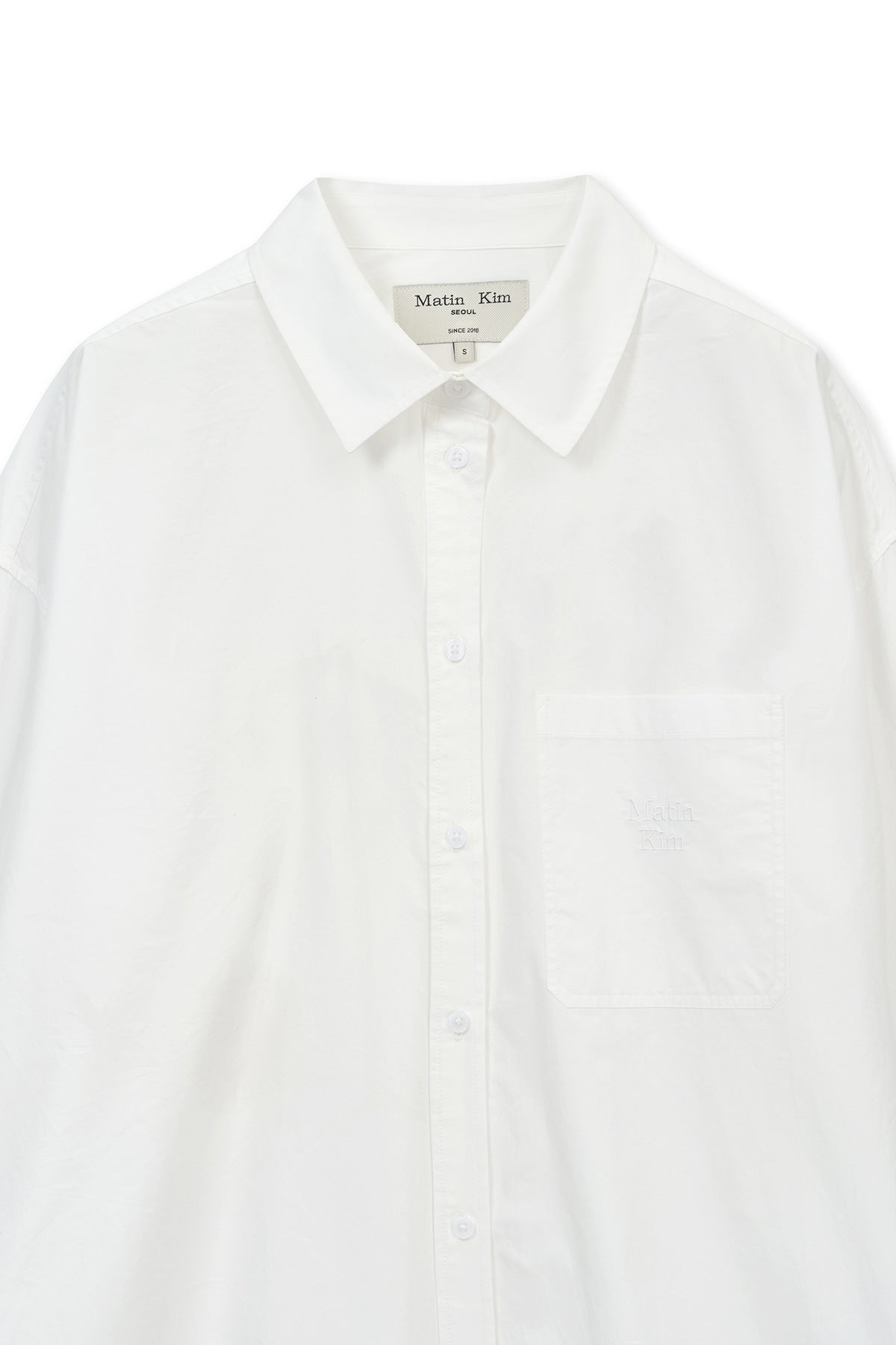 Matin Kim - Embroidery Small Logo Shirt (White) product image 3 | TRAB K-Fashion Australia