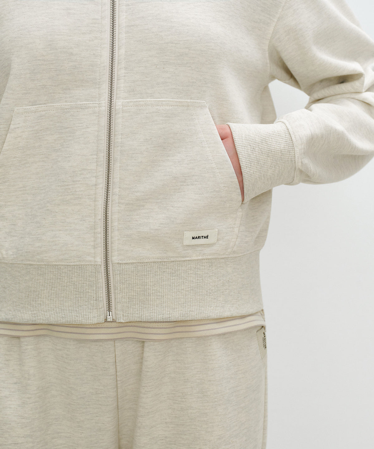 Marithe & Francois Girbaud - Basic High Neck Zipup (Oatmeal) product image 4 | TRAB K-Fashion Australia