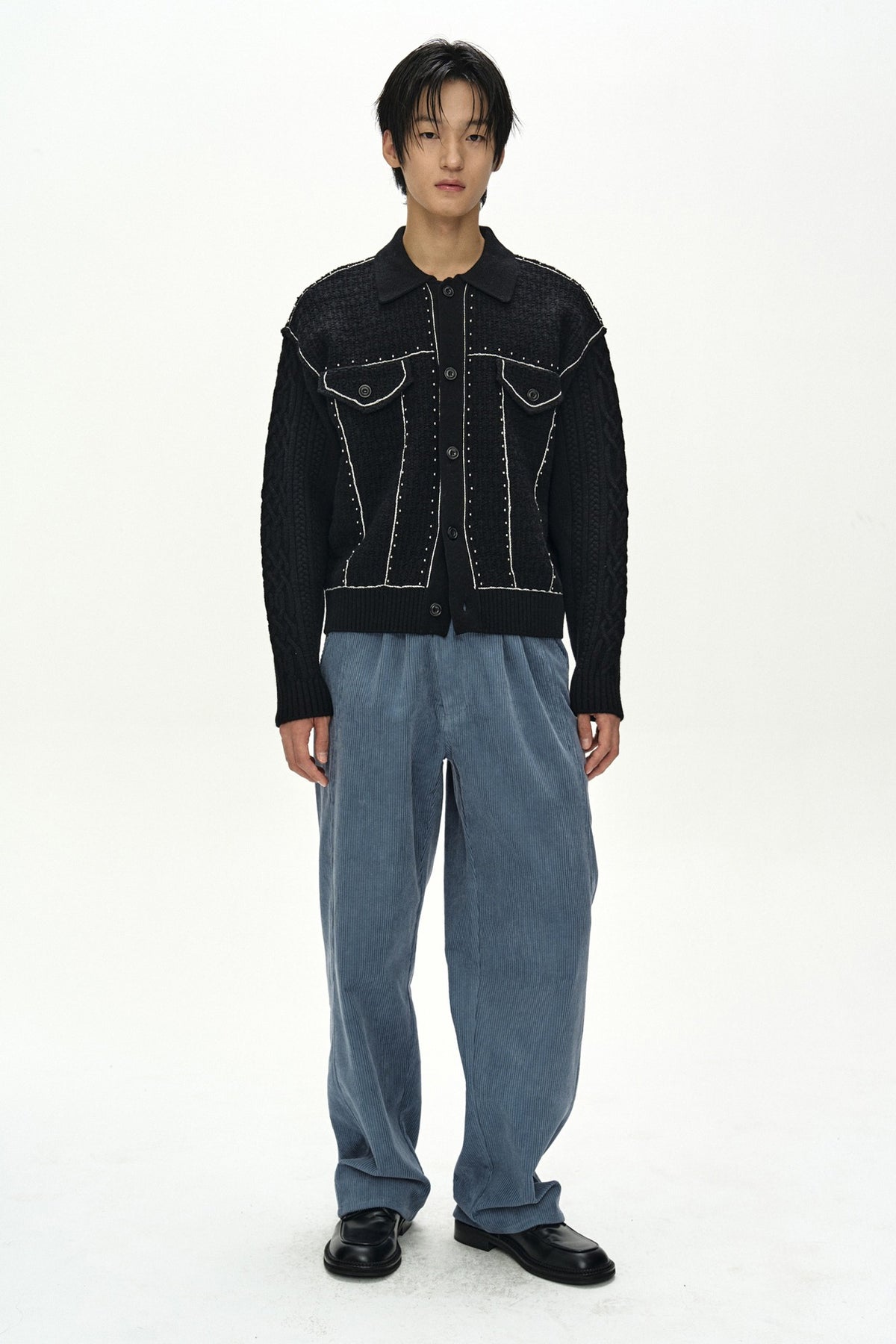 Andersson Bell - Camelon Trucker Cardigan (Black) product image 1 | TRAB K-Fashion Australia