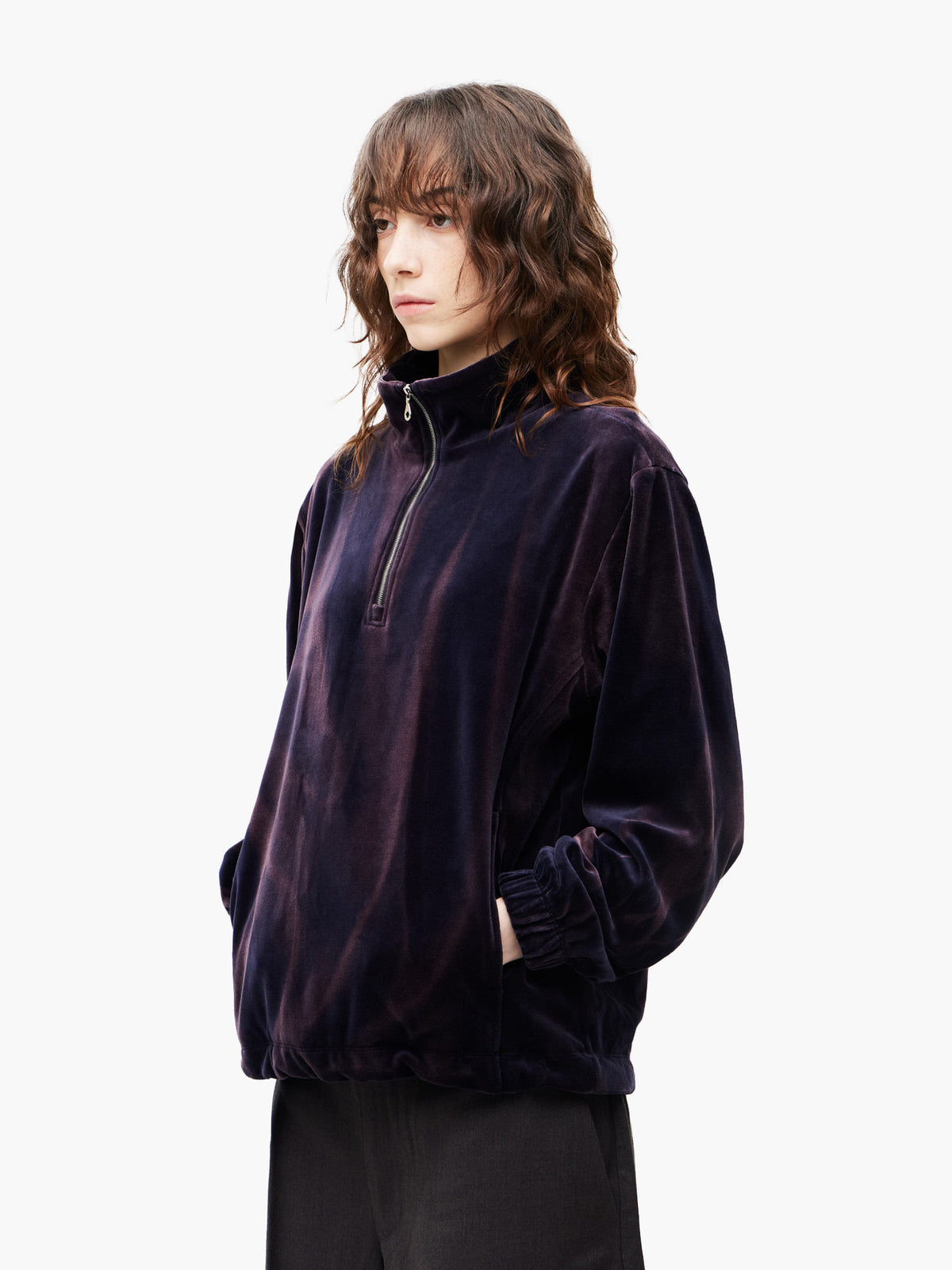 Jiyong Kim - Sun-Bleached Half-Zip Sweatshirt (Navy) product image 4 | TRAB K-Fashion Australia