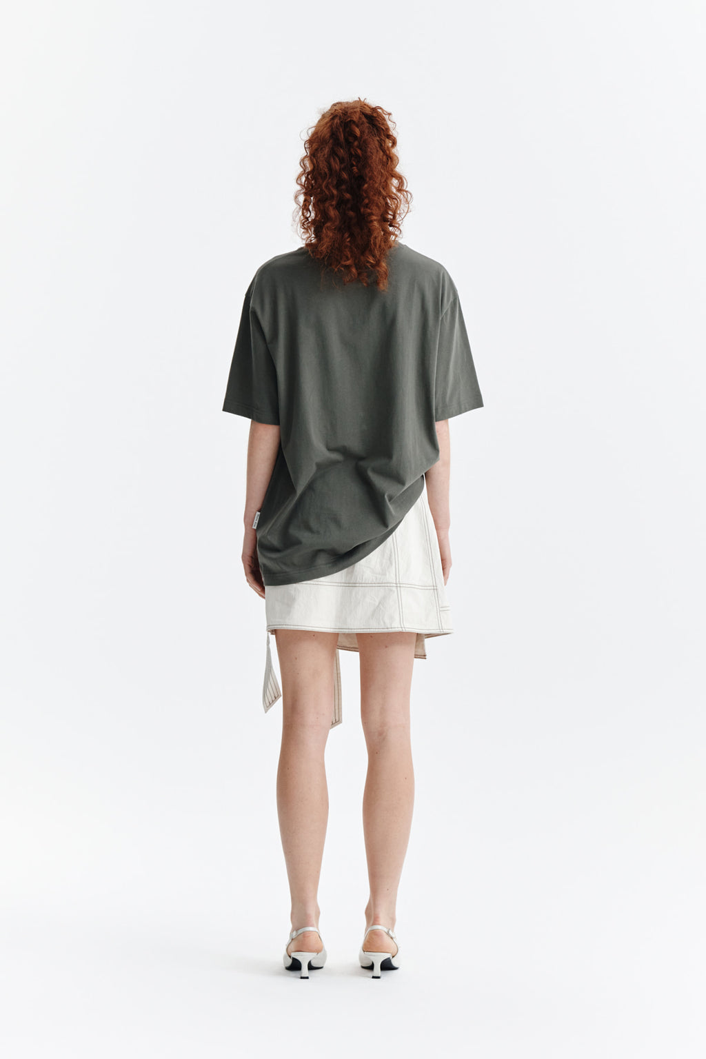 Matin Kim - Embroidery Small Logo Oversize Top (Khaki) product image 7 | TRAB K-Fashion Australia