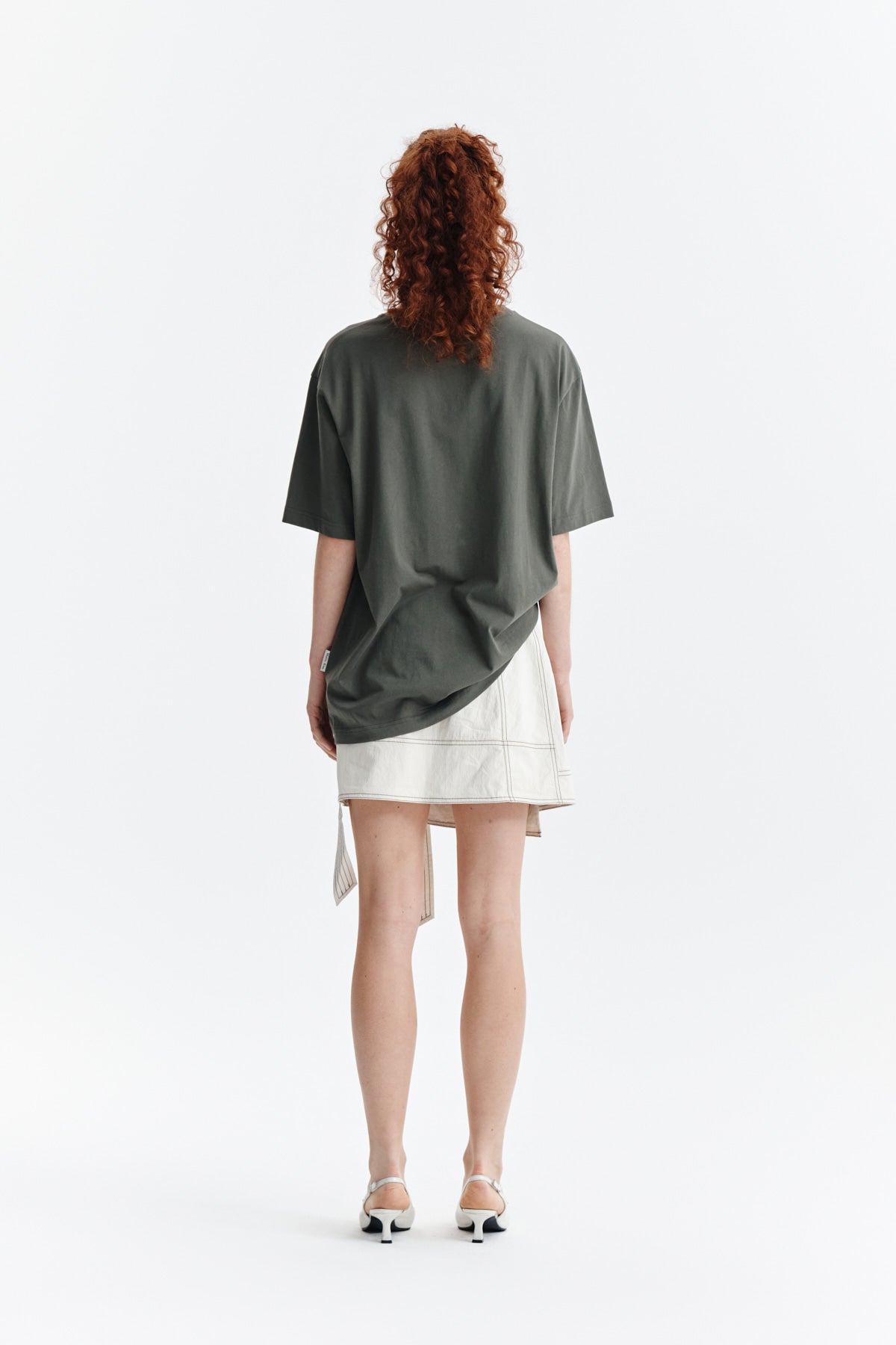 Matin Kim - Embroidery Small Logo Oversize Top (Khaki) product image 7 | TRAB K-Fashion Australia