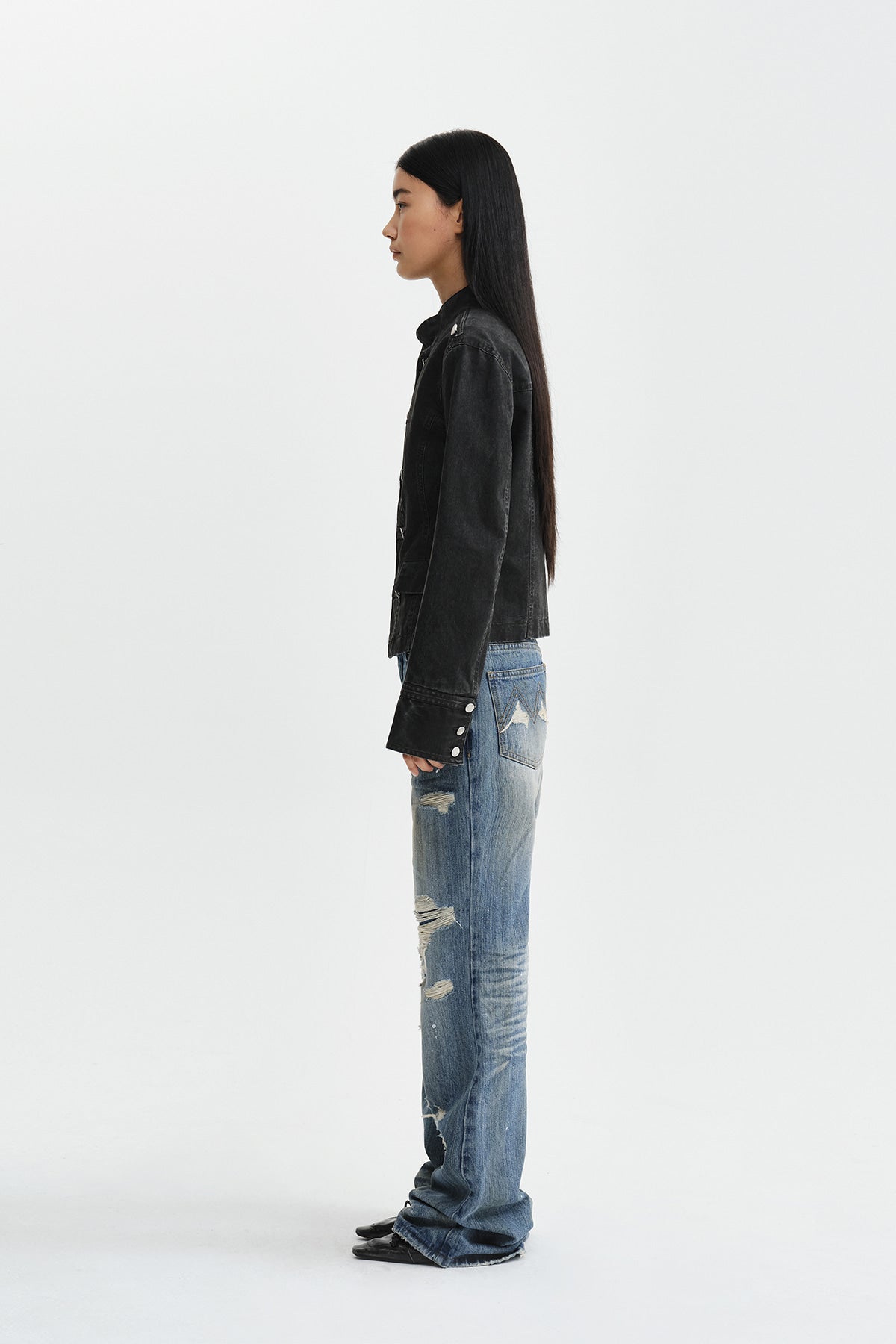 Matin Kim - Slub Damage Bootcut Denim Pants (Blue) product image 9 | TRAB K-Fashion Australia