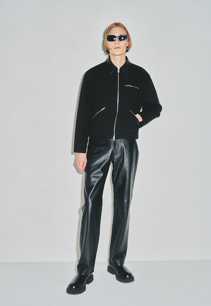 Tonywack - Leather Collar Canvas Work Jacket (Black) product image 5 | TRAB K-Fashion Australia