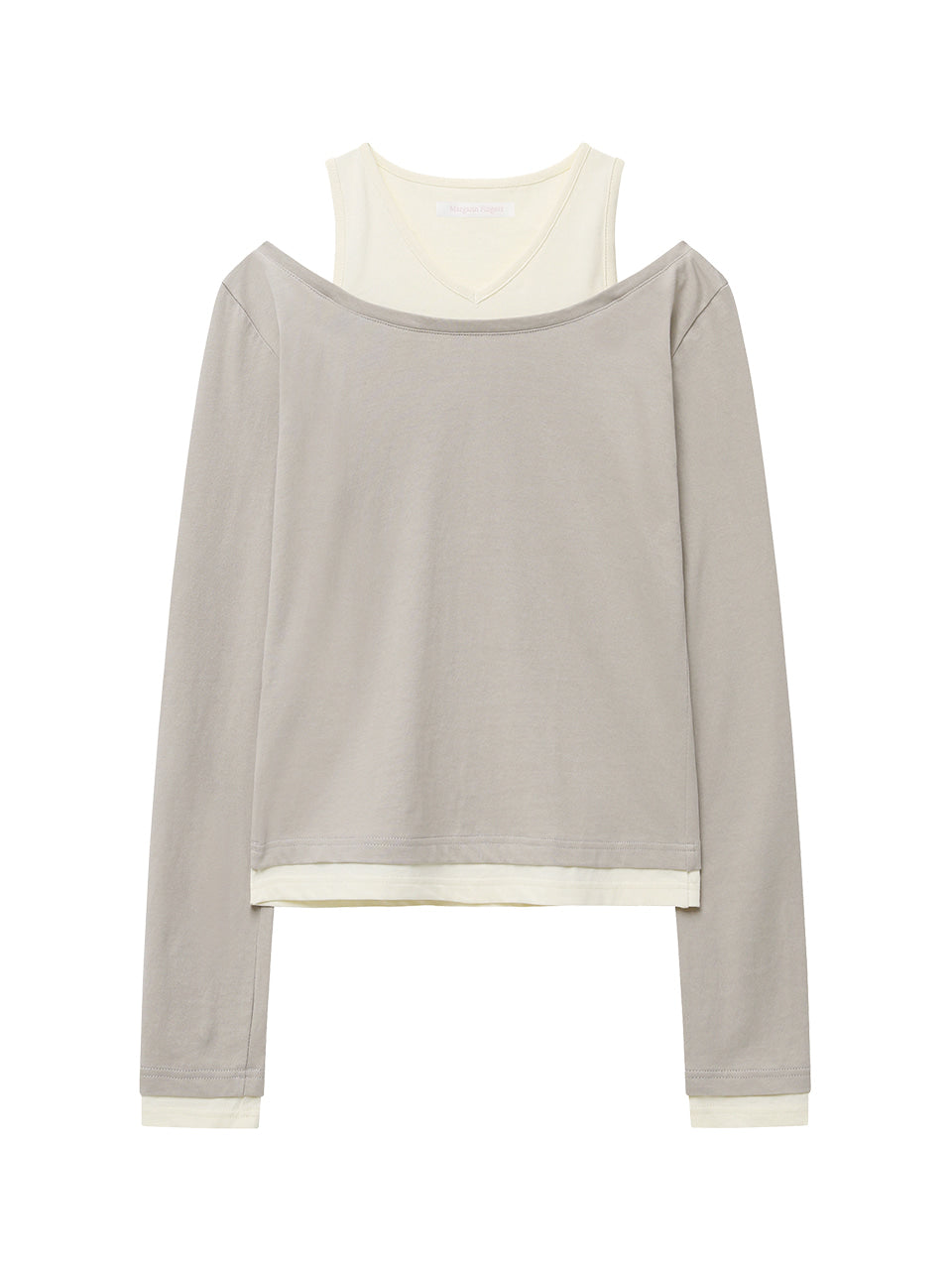 Margarin Fingers - Layered Cutout T-Shirt (Light Grey) product image 2 | TRAB K-Fashion Australia