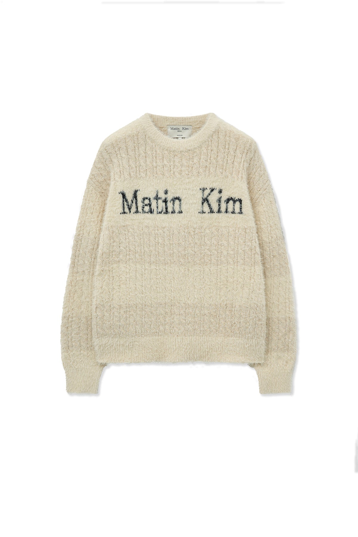 Matin Kim - Hairy Cable Knit Pullover (Light Beige) product image 1 | TRAB K-Fashion Australia