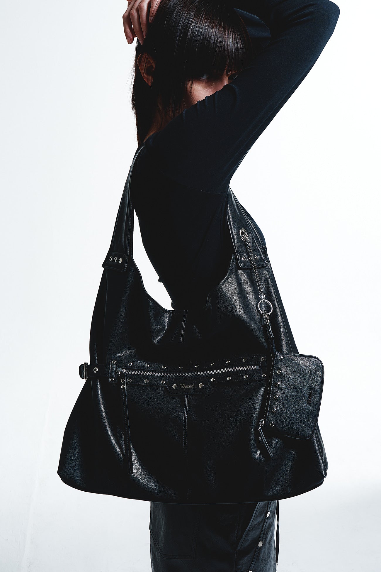 Deinet - Stud Detail Point Pocket Bag (Black) product image 2 | TRAB K-Fashion Australia