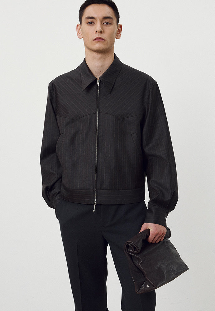 Tonywack - Worsted Wool Western Blouson Jacket (Brown Stripe) product image 1 | TRAB K-Fashion Australia