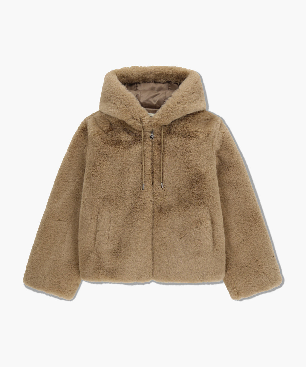 Marithe & Francois Girbaud - Hooded Faux Fur Jacket (Beige) product image 6 | TRAB K-Fashion Australia