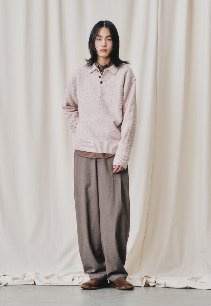 Art if acts - Checkerboard Collar Knit (Delicate Pink) product image 2 | TRAB K-Fashion Australia