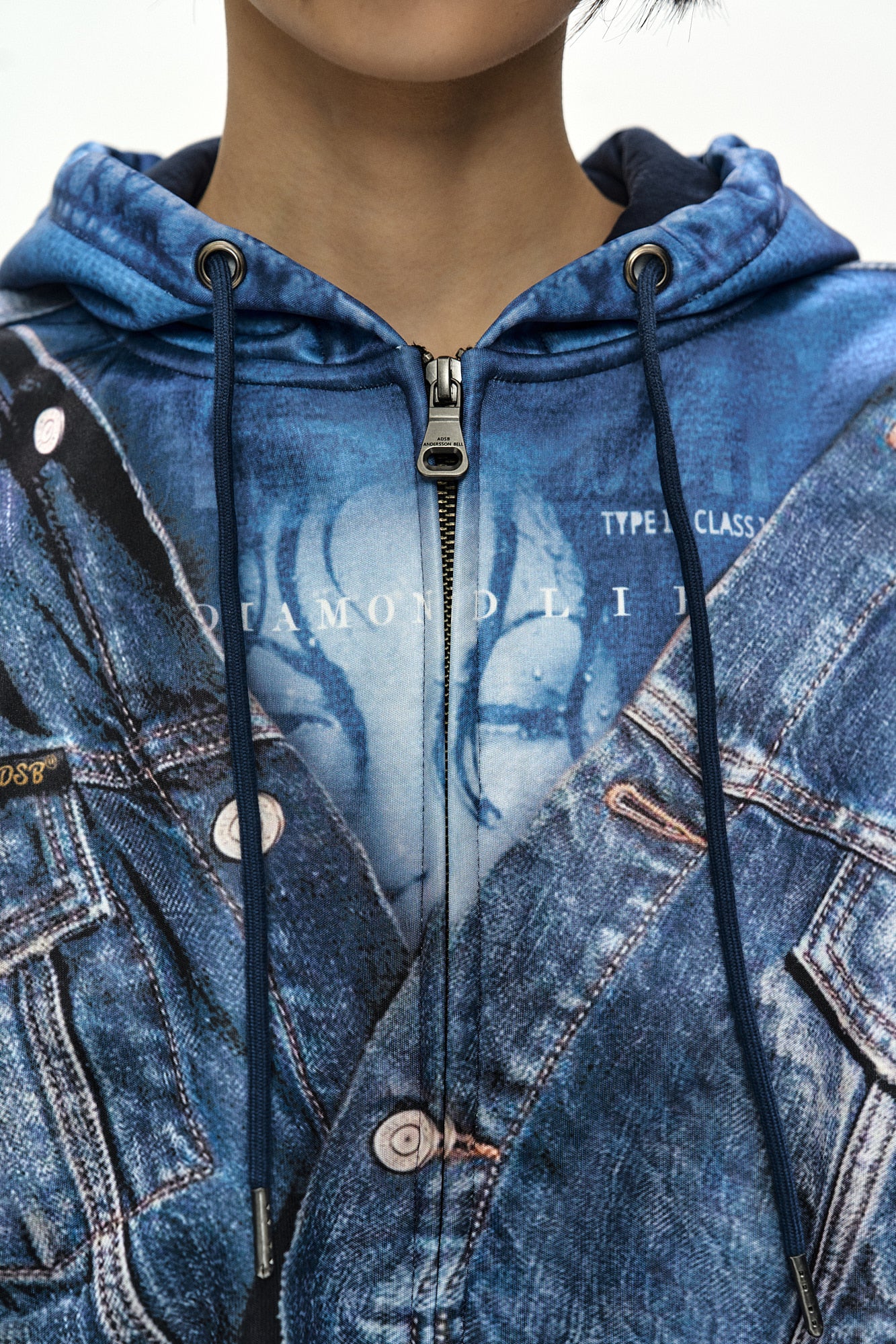 Andersson Bell - Denim Layered Trompe L'oeil Hoodie (blue) (Blue) product image 6 | TRAB K-Fashion Australia