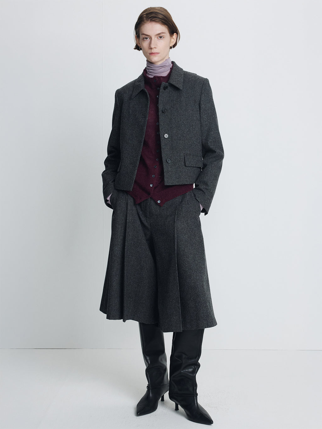 Tonywack - Wool Cropped Blazer Jacket (Dark Grey) product image 4 | TRAB K-Fashion Australia