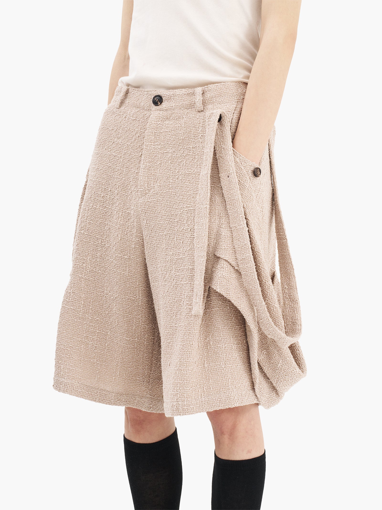 Jiyong Kim - Layered Panel Strap Shorts (Beige) product image 1 | TRAB K-Fashion Australia