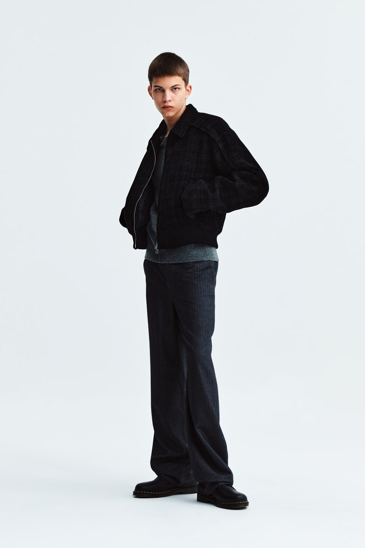 Matin Kim - Tweed Blouson Jumper (Black) product image 9 | TRAB K-Fashion Australia