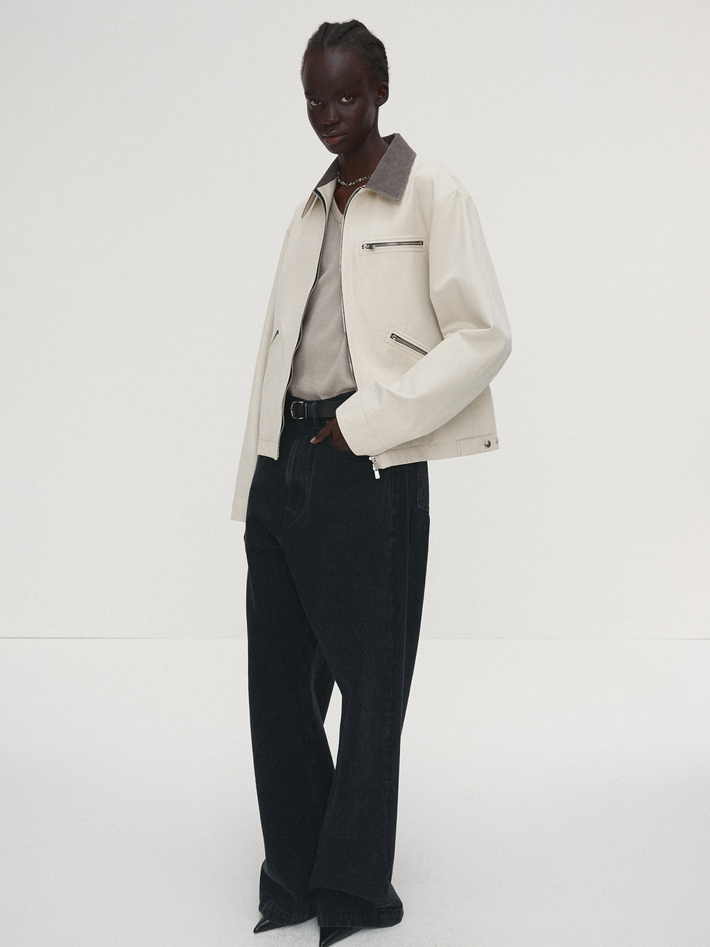 Tonywack - Washed Corduroy Collar Work Jacket (Ecru) product image 1 | TRAB K-Fashion Australia