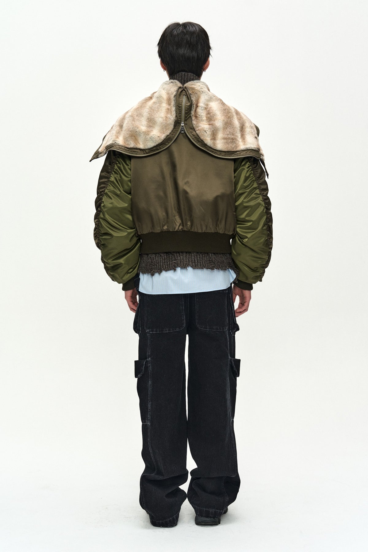 Andersson Bell - Unisex Flare Collar Ma-1 Parka (Khaki Brown) product image 3 | TRAB K-Fashion Australia