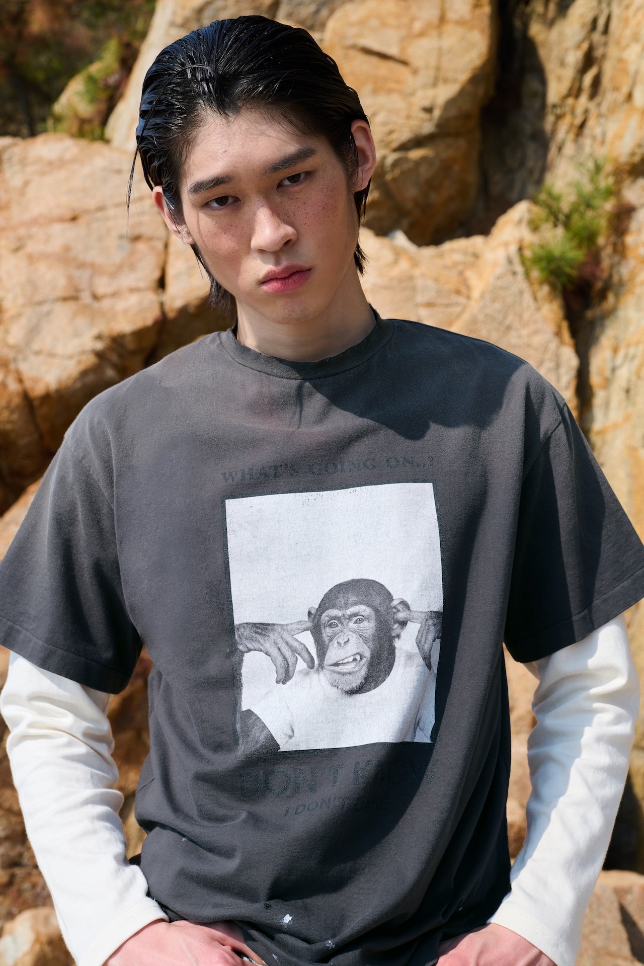 STU - Monkey T-shirt (Charcoal) product image 10 | TRAB K-Fashion Australia