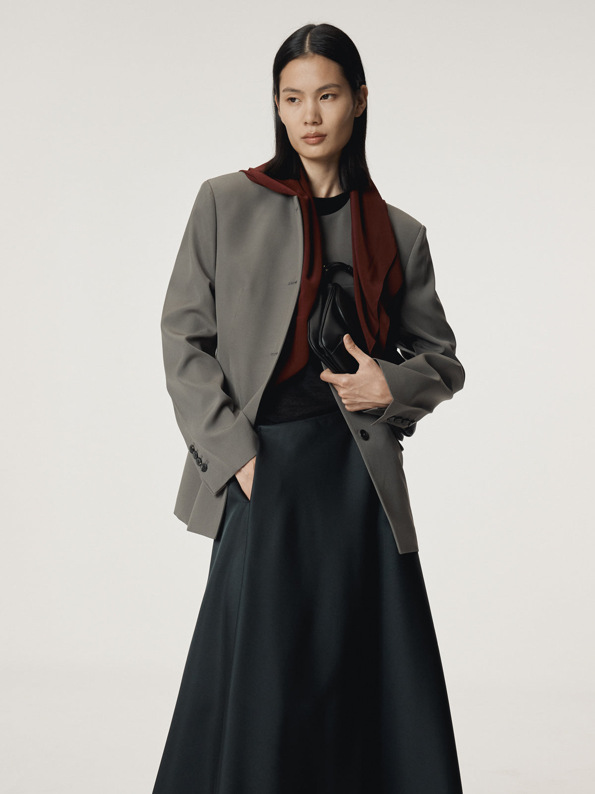 Recto - Collarless Single Jacket (Taupe Grey) product image 6 | TRAB K-Fashion Australia